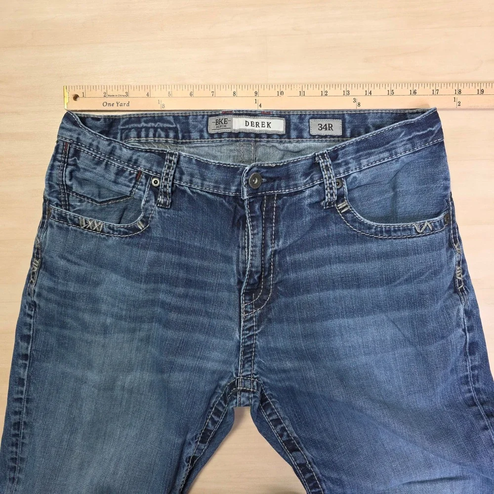 BKE Derek Bootcut Jeans Men's 34 R‎ x 31 Blue Wash Denim Casual